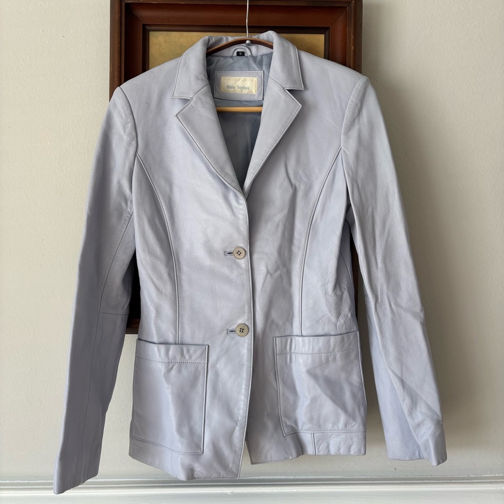 Blúe Stréak Cornflower Blue Leather Jacket